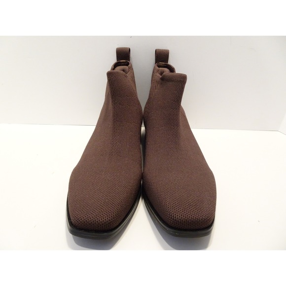 Vivaia Shoes - Vivaia Brown Knit Square Toe Ankle Boots RPET Sustainable Low Block Heel 37.5